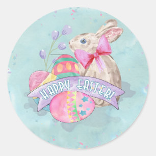 Osterhase, Eier und Confetti ID377 Runder Aufkleber