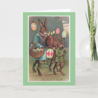 Osterhase & Eier Vintage-Grußkarte Feiertagskarte