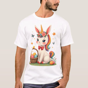 Osterhase Einhorn Vintage Pastell Blumen Cartoon T-Shirt