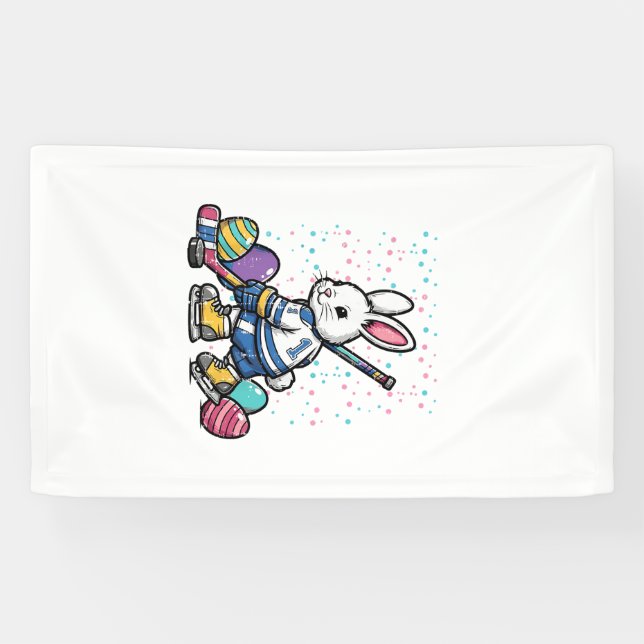 Osterhase Eishockey Spieler Eier Hase Jungen Ki Banner (Horizontal)