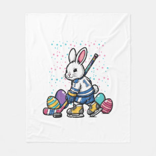 Osterhase Eishockey Spieler Eier Hase Jungen Ki Fleecedecke