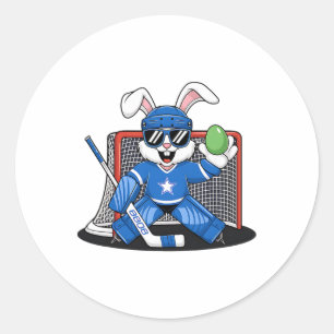 Osterhase Eishockey Torwart Männer Jungen Kinder K Runder Aufkleber