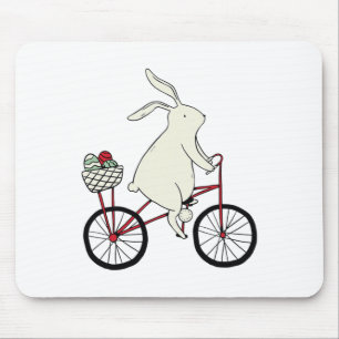 Osterhase fährt Fahrrad Mousepad