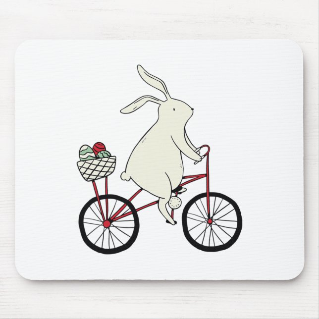 Osterhase fährt Fahrrad  Mousepad (Vorne)