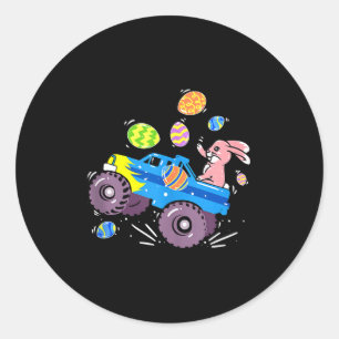 Osterhase fährt Monstertruck Süße Jungen Kinder T Runder Aufkleber