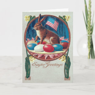 Osterhase Farbige Ei Amerikanische Flagge Feiertagskarte