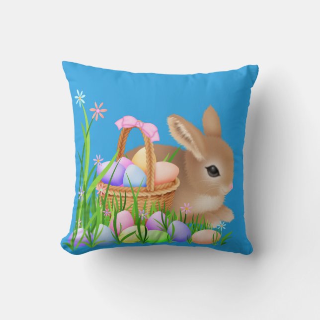 Osterhase Feiertagsspaßkorb-Wurfskissen Kissen (Vorderseite)