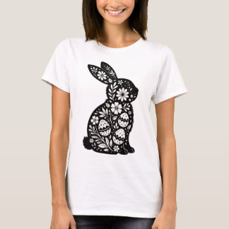 Osterhase Florale Silhouette T-Shirt