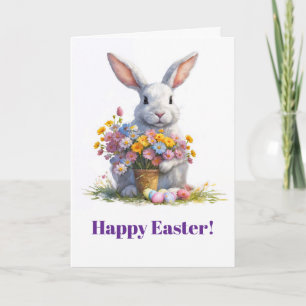 Osterhase Frühlingsblumen in Blumen Feiertagskarte