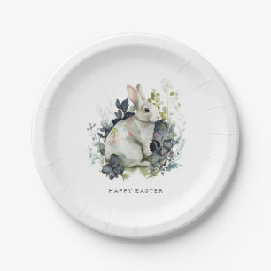 Osterhase Frühlingsblumen Wasserfarbe Personalisie Pappteller