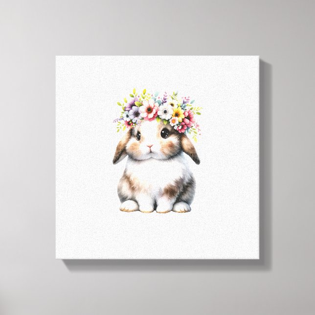 Osterhase für Frauen Mädchen - Osterhase Blumen Leinwanddruck (Vorderseite)