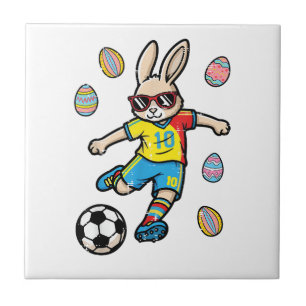 Osterhase Fußball Kick Hase Fußball Jungen Kinder Fliese