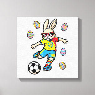 Osterhase Fußball Kick Hase Fußball Jungen Kinder Leinwanddruck