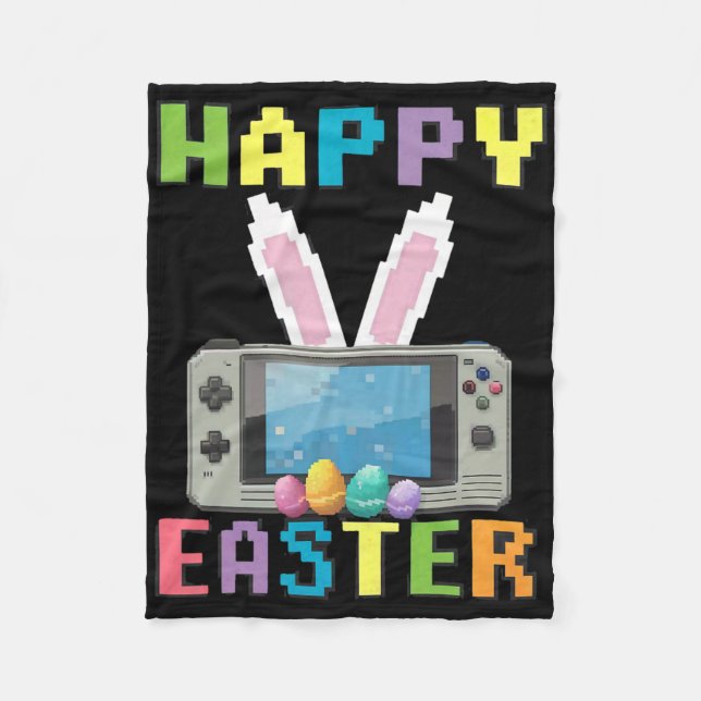 Osterhase Gamer mit Videospiel-Controller  Fleecedecke (Vorderseite)