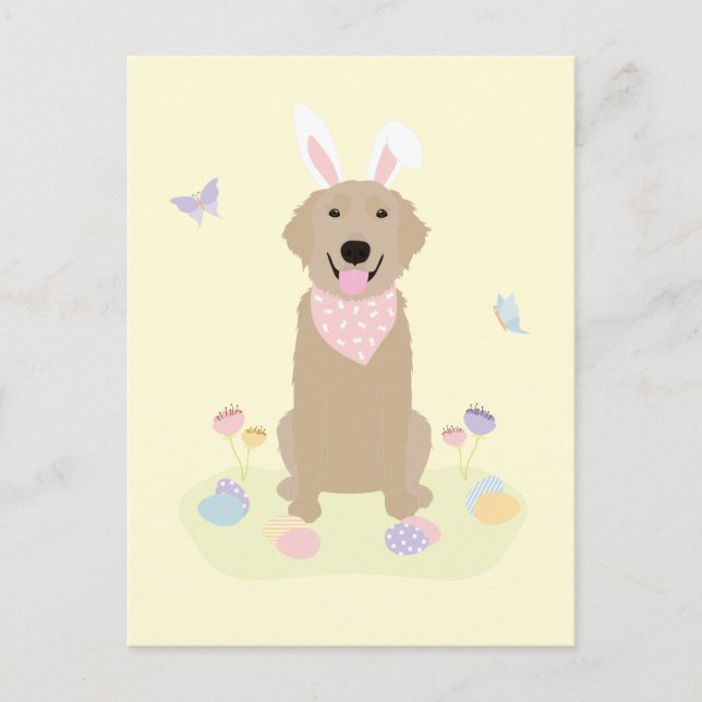 Osterhase Golden Retriever Postkarte (Vorderseite)