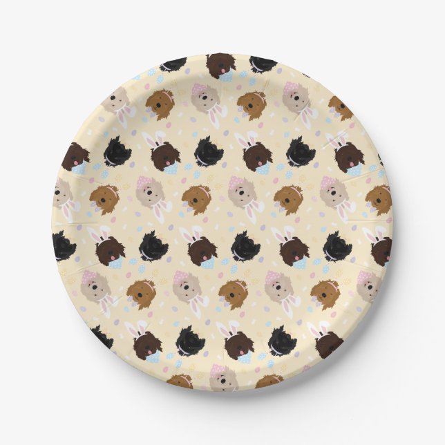 Osterhase Goldendoodle Hunde Pappteller (Vorderseite)