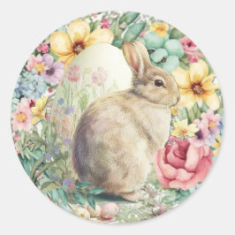 Osterhase Große Eierfrühlingblumen Niedlich Runder Aufkleber