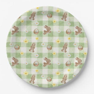 Osterhase Grün Gingham Pappteller