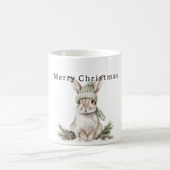 Osterhase Grüne Mütze Weihnachten Kaffeetasse (Mittel)