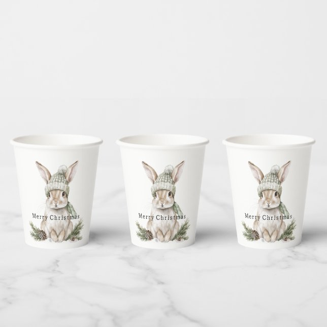Osterhase Grüne Mütze Weihnachten Pappbecher (Multi)