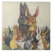 Osterhase-Hasen-Familie 6"-Kachel