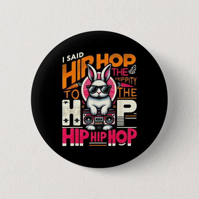 Osterhase Hippity Funny Girl Button (Vorderseite)