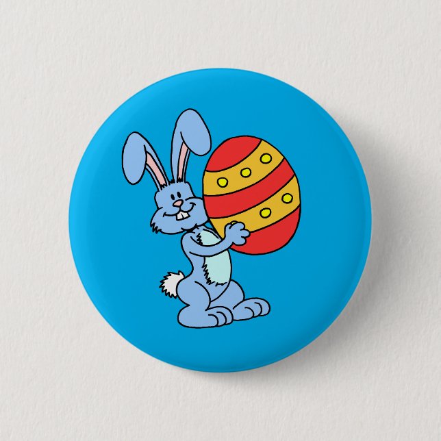 Osterhase Holding farbenfrohe Ostereier Button (Vorderseite)