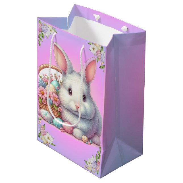 Osterhase Hübsche Pastete Mittlere Geschenktüte (Vorderseite Schrägansicht)