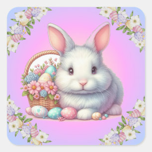 Osterhase Hübsche Pastete Quadratischer Aufkleber