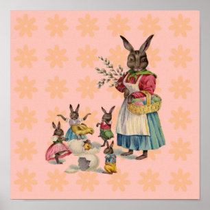 Osterhase Hühner Hasen Eier Poster