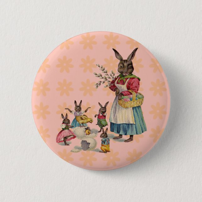 Osterhase Hühnerhase Eier Button (Vorderseite)