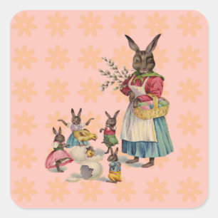 Osterhase Hühnerhase Eier Quadratischer Aufkleber