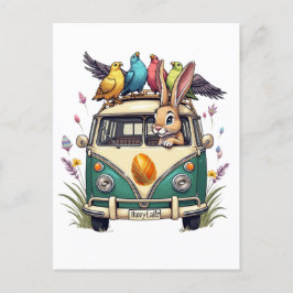 Osterhase im Bus mit Vogelfreunden - Frühjahr 2008 Postkarte