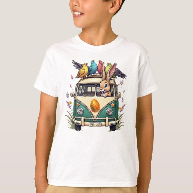 Osterhase im Bus mit Vogelfreunden - Frühjahr 2008 T-Shirt (Vorderseite)
