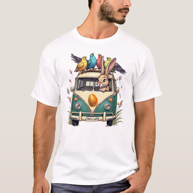 Osterhase im Bus mit Vogelfreunden - Frühjahr 2008 T-Shirt (Vorderseite)