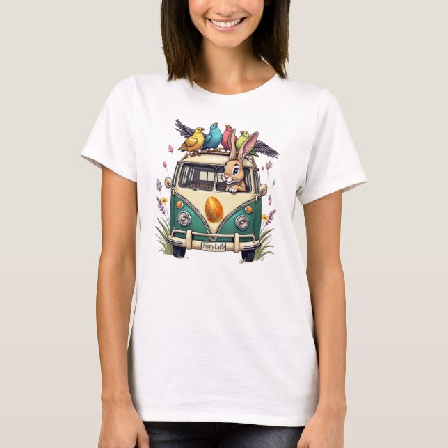 Osterhase im Bus mit Vogelfreunden - Frühjahr 2008 T-Shirt (Vorderseite)