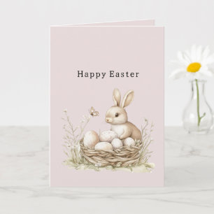 Osterhase im Korb mit Eiern Floral Schmetterling Karte