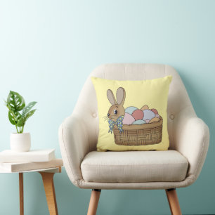 Osterhase im Korb mit Eiern Kissen