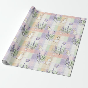 Osterhase im Pastell-Karomuster Geschenkpapier