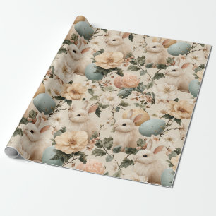 Osterhase im Vintage-Blumenstil (1) Geschenkpapier