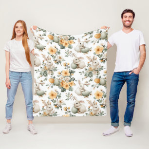 Osterhase im Vintage-Blumenstil (2) Fleecedecke
