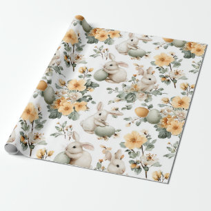 Osterhase im Vintage-Blumenstil (2) Geschenkpapier