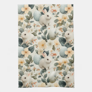 Osterhase im Vintage-Blumenstil (6) Geschirrtuch