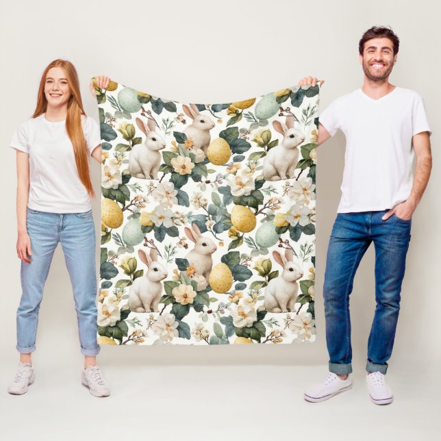 Osterhase im Vintage-Blumenstil (7) Fleecedecke (Beispiel)