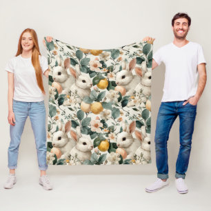 Osterhase im Vintage-Blumenstil (9) Fleecedecke