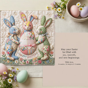 Osterhase im Vintage-Look, Faux-Patchwork-Quilt-Dr Feiertagskarte