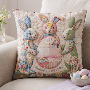 Osterhase im Vintage-Quilt-Style-Druck Kissen