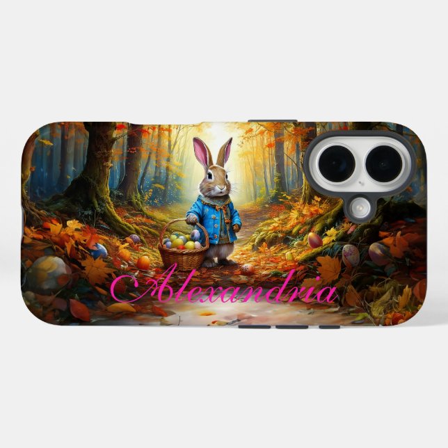 Osterhase im Wald iPhone 16 Hülle (Rückseite (Horizontal))
