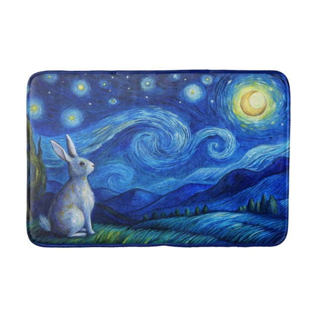 Osterhase in der Sternennacht Badematte (Vorderseite)
