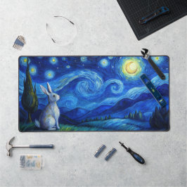 Osterhase in der Sternennacht Schreibtischunterlage